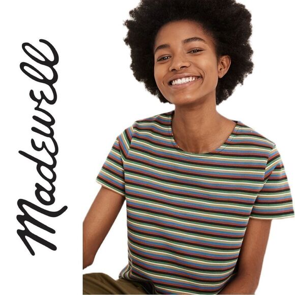 Madewell Women’s Luxe Boxy Crop Mathis Striped Tee - Size XXS - Picture 1 of 3
